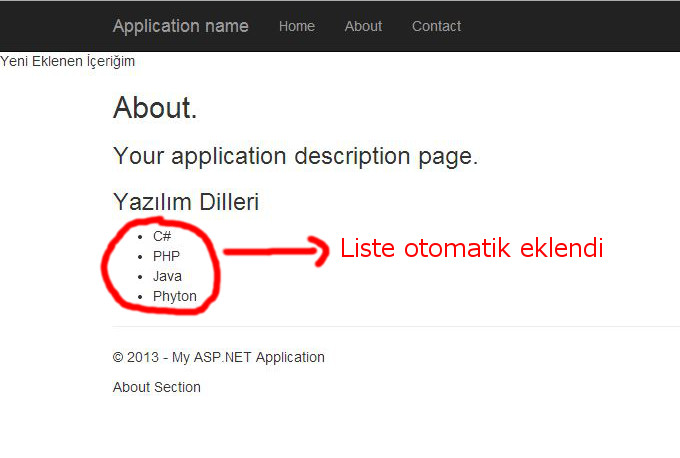 Razor for döngüsü