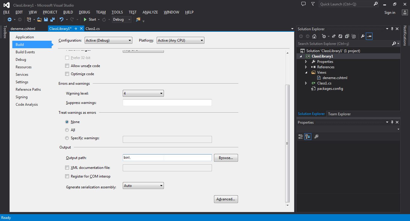 Proje build ayarları