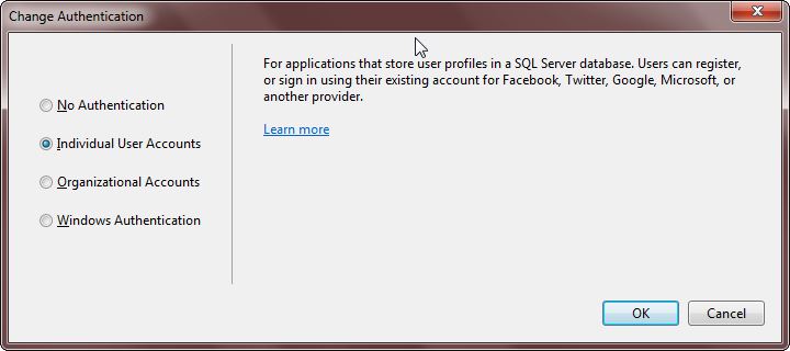 Authentication seçenekleri