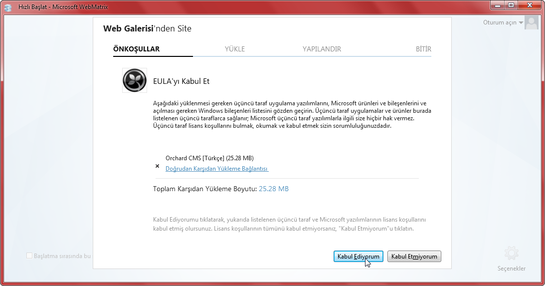 Orchard gereksinimler