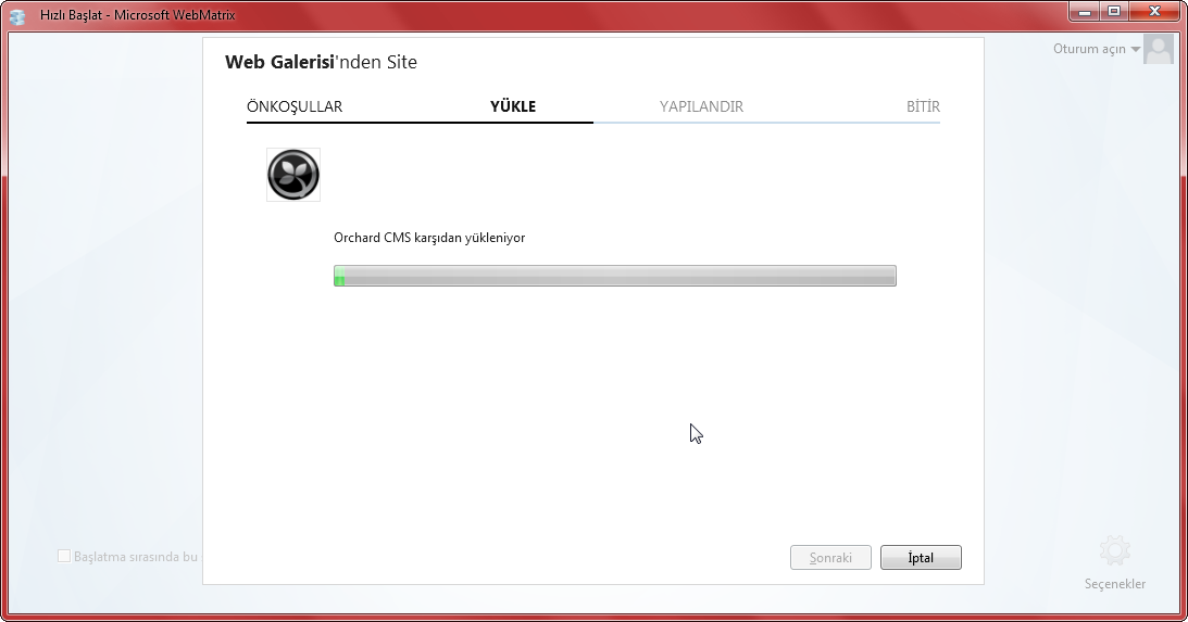 Orchard kurulum işlemi