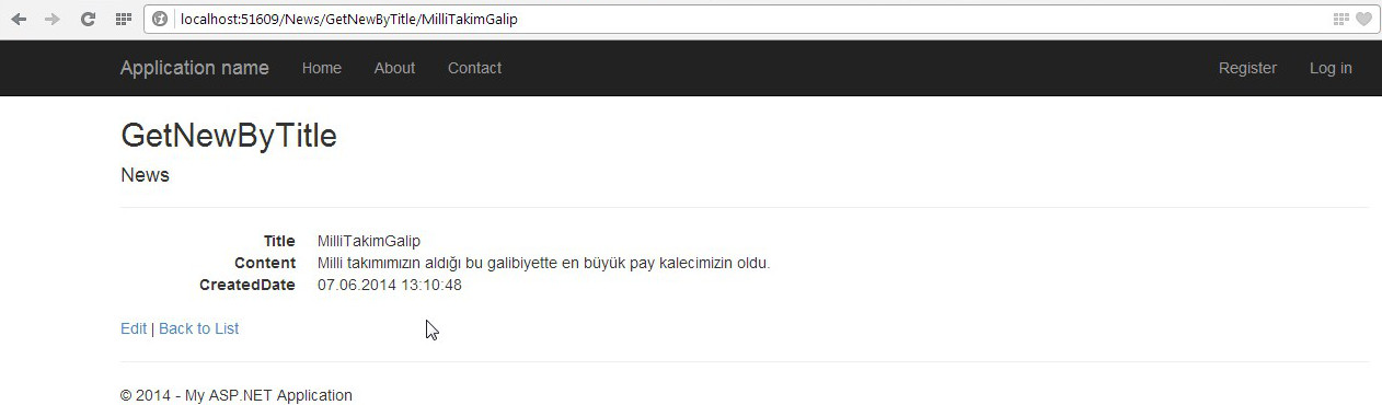 GetNewByTitle metodu ekran çıktısı