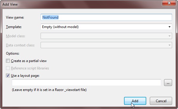 NotFound View ekleme